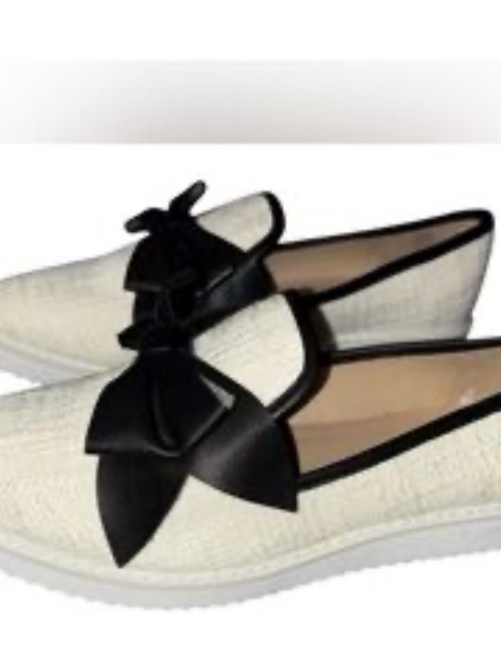 Karl Lagerfeld Cream and Black Bow Loafers